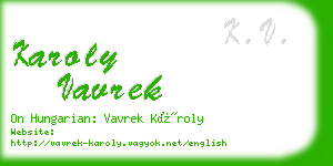karoly vavrek business card